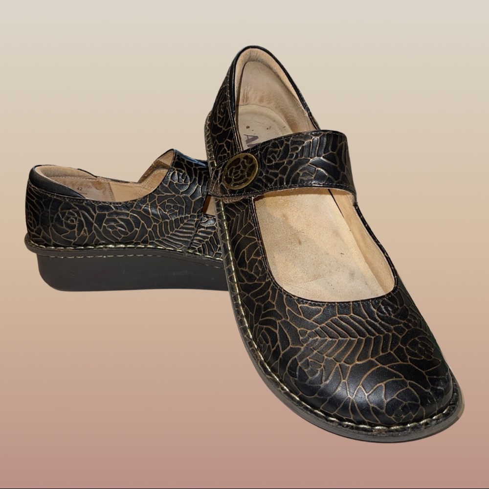 Alegria PAL-577 Paloma Bronze Leaf Mary Jane leather Shoe sz 42 (US 11/11.5)